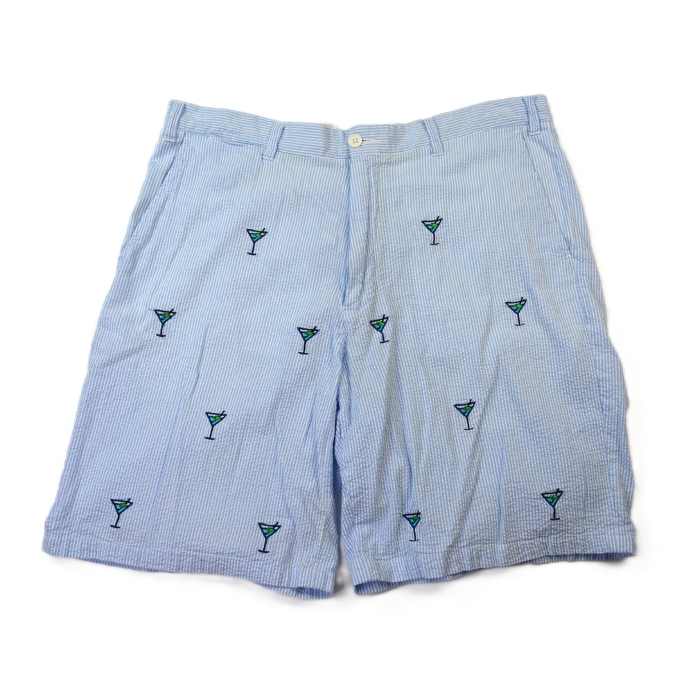 Castaway Nantucket Island Mens 36 Striped Seersucker Martini Embroidered Shorts